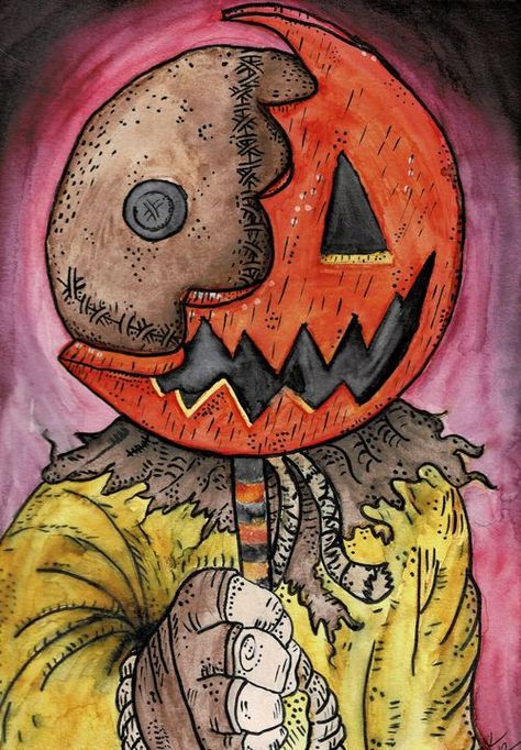 Sam Trick 'r Treat - Eggarooni Art Trick R Treat Art, Sam Trick R Treat Painting, Horror Movie Art Drawing, Halloween Movie Drawings, Trick R Treat Drawing, Trick R Treat Wallpaper, Sam Trick R Treat Wallpaper, Halloween Artwork Drawing, Sam Trick R Treat Tattoo