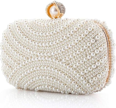 24 Bridal Clutch Ideas to Complete Your Wedding Day Look - WeddingWire Bridal Clutch Purse, Pearl Clutch Bag, Wedding Clutch Purse, Fancy Clutch, Beaded Clutch Bag, Pearl Clutch, Bridal Handbags, Bridal Purse, Luxury Clutch