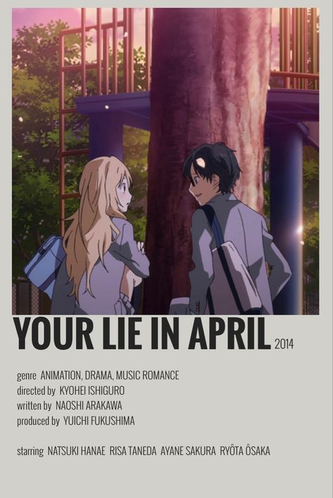 Anime Movie Poster, Shojo Anime, Anime Suggestions, Film Posters Minimalist, Film Anime, Your Lie In April, Animes To Watch, Poster Anime, Anime Printables