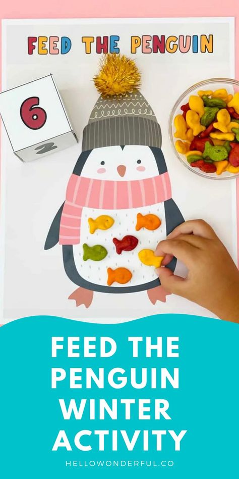 Polar Animals Preschool Crafts, Arctic Animals Preschool Theme, Winter Animals Preschool Activities, Feed The Penguin, Animals Preschool Crafts, Preschool Penguin Activities, Arctic Animals Preschool Activities, Polar Animals Preschool, Winter Animals Preschool