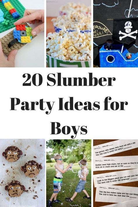 Slumber party ideas for boys and fun ideas for girls too! Crafts, games, snacks and all sorts of fun to make your sleepover one to remember! #slumberparty #partyideas #boys #boyparty Slumber Party Ideas For Boys, Pijamas Party Ideas, Slumber Party Ideas, Boy Sleepover, Sleepover Party Games, Birthday Sleepover Ideas, Kids Sleepover, Slumber Party Games, Sleepover Birthday Parties