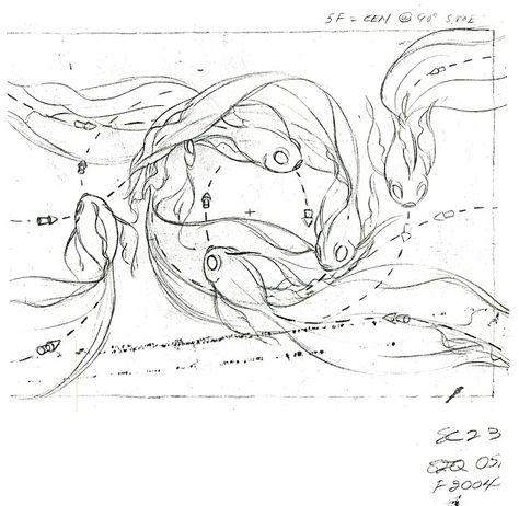 Disney uses traditional Japanese methods to draw the fish swimming in Fantasia. Fish Drawing Reference, Carp Drawing, Tattoos Fish, Fish Sketch, Animation References, Koi Painting, Fish Drawing, Fish Icon, Drawing Cartoon Faces