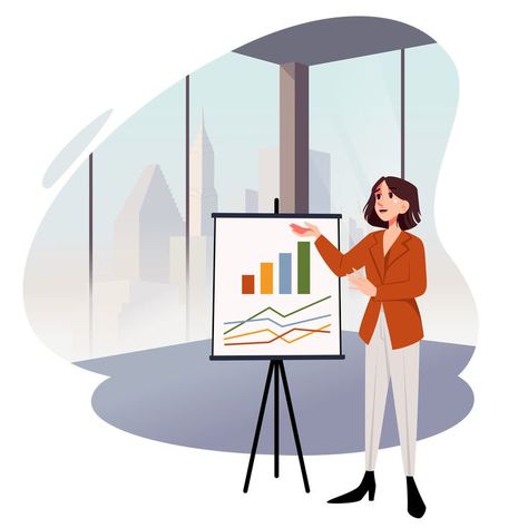 Office Clipart, Giving A Presentation, Business Statistics, Presentation Illustration, Panoramic Windows, Illustration Business, Cartoon Clipart, Cartoons Png, Woman Illustration