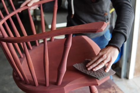 Windsor Arm Chair, Windsor Chairs, Windsor Chair, Yellow Tones, Milk Paint, Whittling, Old Furniture, Chair Backs, Red Oak