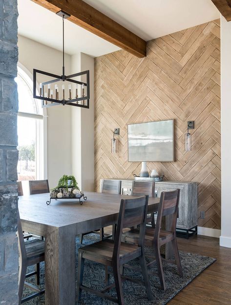 Farmhouse Style Homes, Fireplace Tile Ideas, Herringbone Accent Wall, Coastal Bungalow, Diy Kast, Feature Wall Ideas, Dining Room Accent Wall, Tile Accent Wall, Herringbone Wall