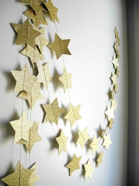 Amazon.com: 2-Pack,Gold Star Garland, Golden Christmas Galaxy Banner, Twinkle Twinkle Little Star Garland Christmas Garland, Christmas Decor, Gold Baby Shower (4 inch in Diameter,13 Feet) : Home & Kitchen Christmas Decor Gold, Little Mermaid Decorations, Star Garland Christmas, Glitter Wallpaper Iphone, Garland Christmas Decor, Glitter Baby Shower, Gold Glitter Stars, Twinkle Twinkle Baby Shower, Golden Christmas