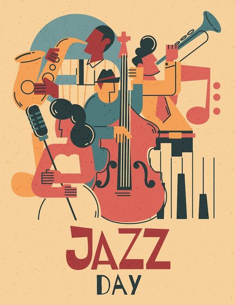 Jazz Band, Musical Instruments, Hand Drawn, Musical, Free Download, For Free, Social Media, Illustrations, Media