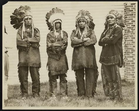 Four full-blooded Indians of the Wampanoag nation who gathered for the three-day powwow of their tribes as Mashpee. Left to right, Chief Standing Rock of the Herring Pond tribe; Chief Red Shell of the Wampanoags; Chief Small Bear of the Mashpee tribe; and Chief High Eagle, medicine man of the Wampanoags. Wampanoag Indians, Medicine Man, Library Art, Standing Rock, Boston Public Library, Native American History, Pow Wow, Online Library, My Heritage