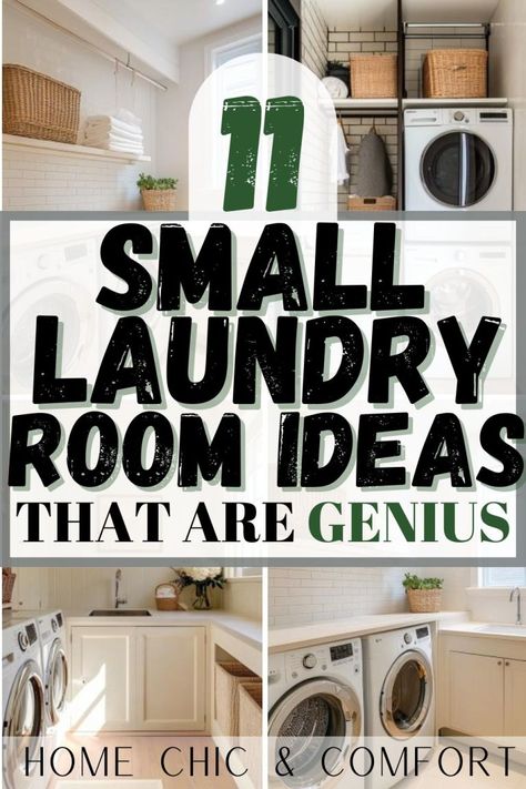 11 Small Laundry Room Ideas for Tight Quarters - Home Chic & Comfort Decorate Laundry Room Ideas, Tiny Laundry Room Ideas, Laundry Room Ideas Small, Tiny Laundry Room, Narrow Laundry Room, Room Ideas Small, Small Laundry Room Ideas, Laundry Room Colors, Tiny Laundry