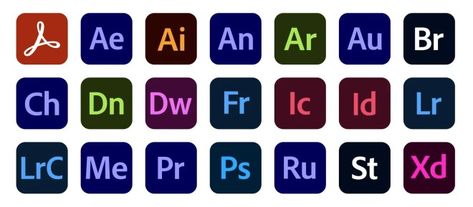 Adobe Creative Cloud Apps Icons Set Adobe Icon, Photoshop App, Illustration Software, Adobe Apps, Presentation Boards, Adobe Audition, Adobe Software, Photoshop Express, Application Icon