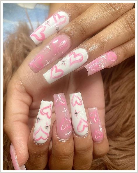 Winter Nails Acrylic - Great! I love them - Visit to See More NOW! Valentine Nails Pink, Acrylic Nails Natural, Graffiti Nails, Airbrush Nails, Winter Nails Acrylic, Nail Designs Valentines, Grunge Nails, Cute Acrylic Nail Designs, Her Nails