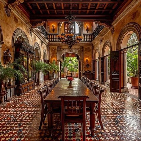 Hacienda Style Homes Mexican Exterior, Mexican Hacienda Homes, Apartment Ideas Bloxburg, Mexican Mansion, Hacienda Style Homes Mexican, Modern Mexican Home Decor, Modern Mexican Home, Log Home Interior, Boho Decor Ideas