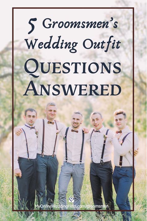 Tradition dictates that the men rent tuxes for the big event. Well, let's forget about tradition. Today, there are so many more options for the groom and groomsmen's wedding attire. You may choose to go Ushers Wedding Attire, Groomsmen Wedding Attire, Informal Attire, Wedding Groomsmen Attire, Casual Wedding Attire, Groomsmen Outfits, Wedding Dress Outfit, Groomsmen Wedding, Wedding Help