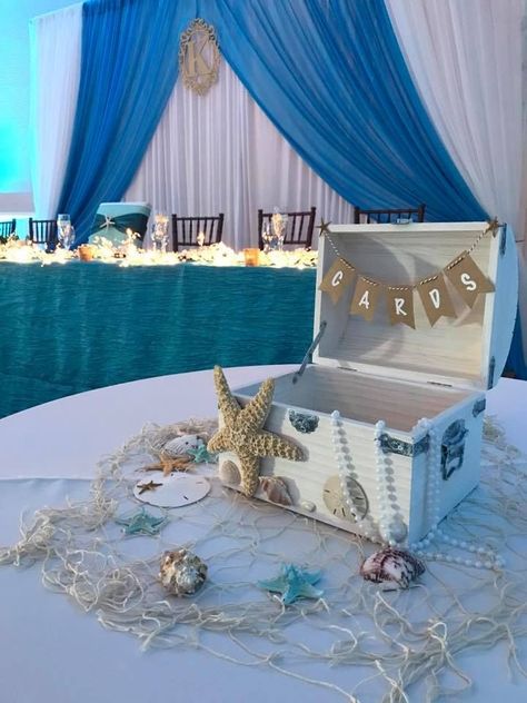 Sweet 16 Mermaid Theme, Wedding Decorations Sea Theme, Quince Ocean Theme, Ocean Themed Wedding Reception, Under The Sea Quinceanera Theme Decoration, Sea Themed Quinceanera, Under The Sea Theme Centerpieces, Under The Sea 15 Theme, Sweet 16 Nautical Theme