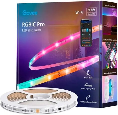 Govee Wi-Fi RGBIC LED Strip Light 10 feet Multi H619ZAD1 - Best Buy Fairy Lights Room, Led Curtain, Led Color Changing Lights, Led Fairy Lights, Led Strip Lights, Led Stripes, Led Strip Light, Rope Light, Strip Lights