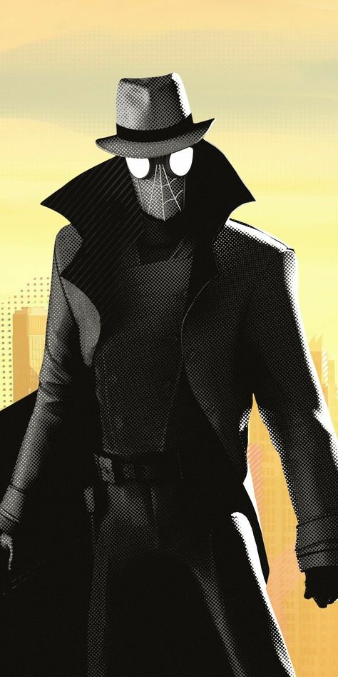 Spider Man Noir, The City, Spiderman, Marvel, Black, Art