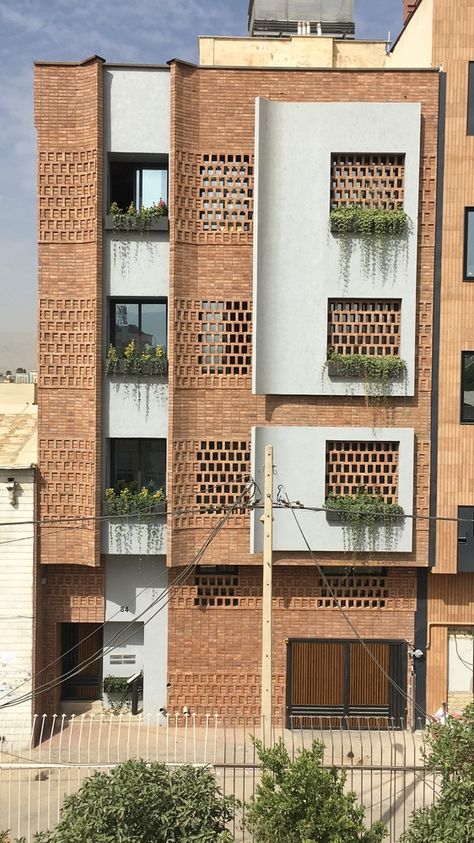 Gallery of apartment No. 84 / MiriStudio - 6 Bricks Texture, Residential Architecture Apartment, Modern Residential Architecture, Apartments Exterior, Apartment Exterior, Facade Architecture Design, Residential Building Design, Brick Architecture, Apartment Architecture