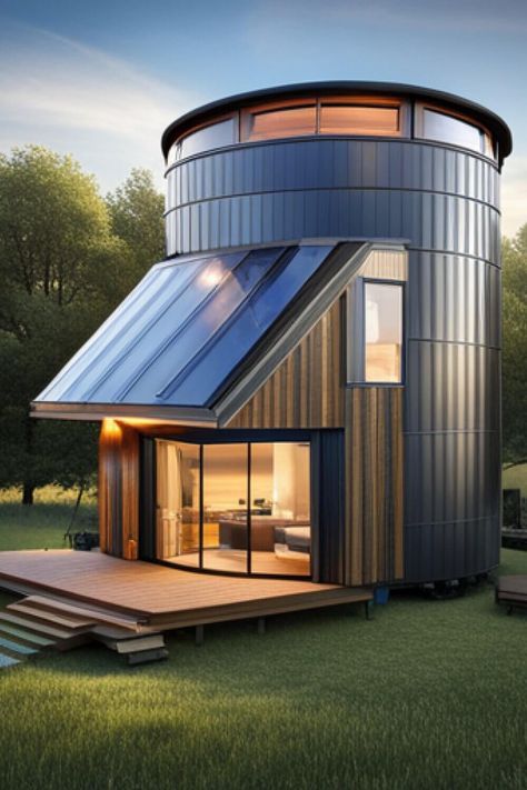 Grain Silo Conversions into Stunning Tiny Homes Silo Homes Interior, Silo Homes Ideas, Grain Bin House Interior Floor Plans, Silo Barndominium, Grain Silo Ideas, Silo House Interior Floor Plans, Grain Bin Homes, Silo Conversion, Grain Silo House