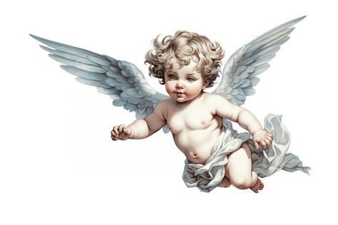 Angel baby white background representation.  | premium image by rawpixel.com Angel Real, Angel Png, Baby Angel Tattoo, Cherub Art, Baby Angel Wings, Flying Angel, Inner Bicep Tattoo, Sleeping Angel, Cherub Tattoo