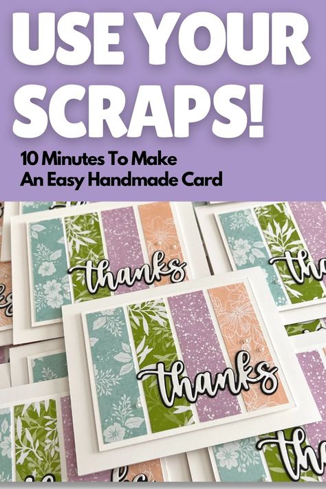 Scrap Paper Card Made In Minutes | Another Reason To Love Your Designer Paper Strip Cards, Patchwork Cards, Designer Paper Cards, Scrappy Cards, Card Sketches Templates, Simple Cards Handmade, Designer Paper, Card Making Tutorials, Card Tutorial