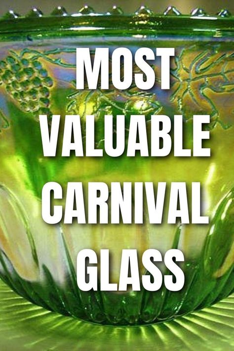 Most Valuable Carnival Glass Antiques | Work + Money Amber Carnival Glass Vintage, Vintage Carnival Glassware, How To Display Vintage Glassware, Vintage Glass Decor, Antique Dishes Collectible Vintage, Vintage Crystal Glassware Antiques, Vintage Glass Collection, Viking Glass Vintage, Carnival Glass Display Ideas