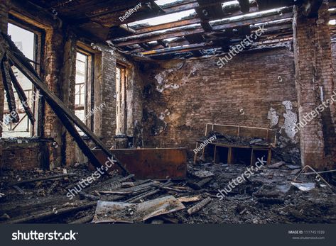 Fire Pictures, Concrete Texture, House Fire, Art References, Art Reference, House Interior, Royalty Free Stock Photos, Stock Images, Cottage