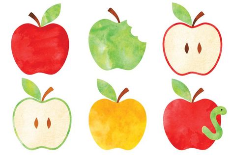 Go back to school with this free watercolor apple clip art! Nine delicious designs for all of your school projects. Apple Clip Art, Apple Clipart, Apple Alphabet, Apple Images, Clip Art Freebies, Owl Clip Art, Fall Clip Art, Apple Art, Apple Theme