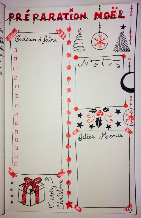 BuJo, Noël, christmas, Bullet Journal, cadeaux, liste Bullet Journal To Do List, Christmas Bullet Journal, Bullet Journal Calendrier, Bullet Journal Christmas, December Bullet Journal, Christmas To Do List, Bullet Art, Bullet Journal Page, Bujo Layout