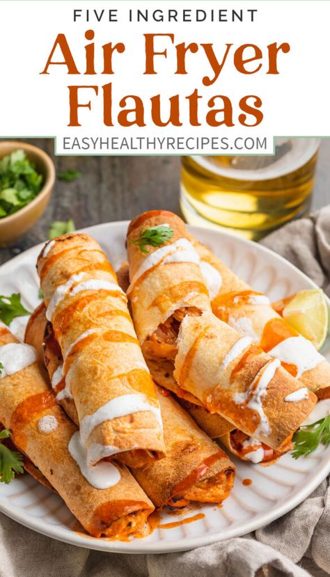 Homemade Flautas, Air Fryer Flautas, Chicken Flautas, 5 Ingredient Recipes, Dairy Free Cheese, Mexican Cheese, Low Carb Diet Recipes, Air Fryer Chicken, 5 Ingredient