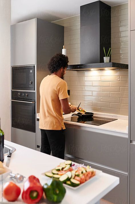 Cooking Dinner Aesthetic Kitchen, Man Cleaning Aesthetic, Cooking In The Kitchen Aesthetic, Cooking In Kitchen Aesthetic, People In Kitchen, Someone Cooking, Guy Cooking, Cottage Cooking, Person Cooking