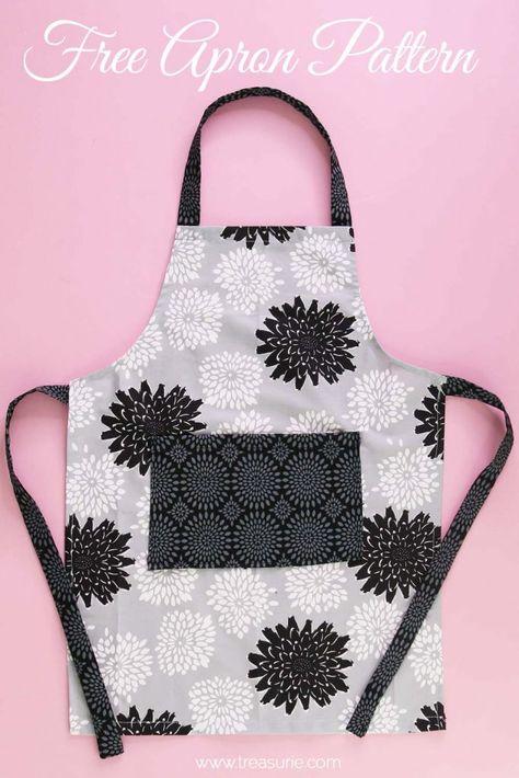 How to Make an Apron - Free Pattern Adult & Kids | TREASURIE Tela, Patchwork, Kids Apron Pattern Free, Easy Apron Pattern, Childrens Apron Pattern, Bib Apron Pattern, Half Apron Patterns, Make An Apron, Free Apron Pattern