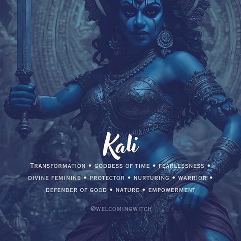 These associations highlight Kali's multifaceted nature as a goddess of destruction and transformation, embodying both fierce power and nurturing energy in Hindu mythology. . . . . . . . . . #witchlife #witchesofinstagram #moonmagick #witch #witchcraft #pagan #spiritual #Spirituality #witchytips #witchyaesthetic #babywitch #modernwitch #greenwitch #magickaltools #beginnerwitch #magickalsupplies #witchy #witchtok #witchyvibes #halloween #pagansofinstagram #witchessociety #witchesofig #welcomin... Goddess Of Magic, Cosmic Goddess, Dark Goddess, Goddess Kali Images, Goddess Of Destruction, Goddess Magic, Witchcraft Candles, Kali Ma, Goddess Magick