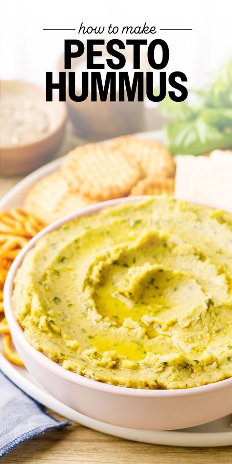 If there’s one thing you need for sandwiches, crackers, and chips, it’s this yummy basil pesto hummus made with lovely garden-fresh basil. Basil Hummus Recipe, Basil Pesto Hummus, Basil Hummus, Basil Pesto Recipe, Cantaloupe Recipes, Pesto Hummus, Tomato Basil Chicken, Hummus Ingredients, Basil Pesto Recipes