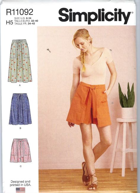 Uncut Simplicity Sewing Pattern 11092 9335 Misses Skirts in - Etsy Skort Sewing, Skort Sewing Pattern, Long Skort, Skort Pattern, Kwik Sew, Pattern Brands, Simplicity Sewing, Simplicity Sewing Patterns, Simplicity Patterns