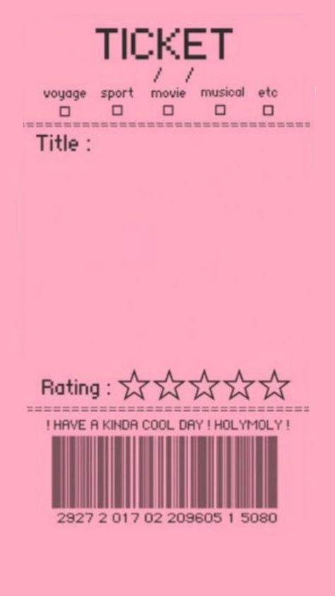 Aesthetic Receipt Template, Y2k Aesthetic Wallpaper Pink, Ticket Template Printable, Vintage Y2k Aesthetic, Aesthetic Wallpaper Pink, Pink Tickets, Y2k Aesthetic Wallpaper, Strawberry Cute, Mises En Page Design Graphique