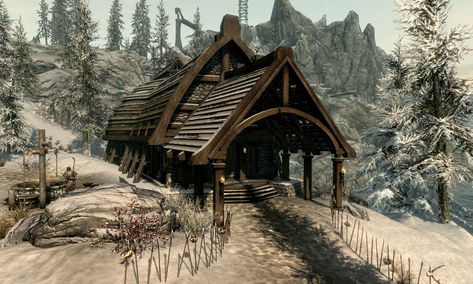 Viking Mead Hall, Viking Hall, Ark Survival Evolved Bases, Mead Hall, Viking House, Snow Lake, Viking Village, Long House, Minecraft Inspiration