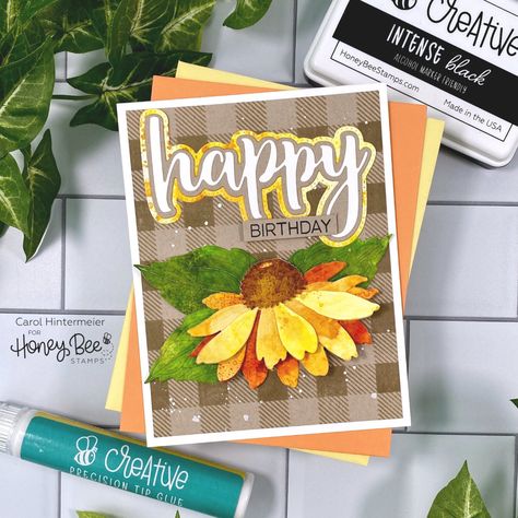 Coneflower Cards, Honeybee Cards, Happy Birthday Honey, Bee Stamp, Corn Flower, Cone Flowers, Cards Flowers, Bee Creative, Birthday Stamps