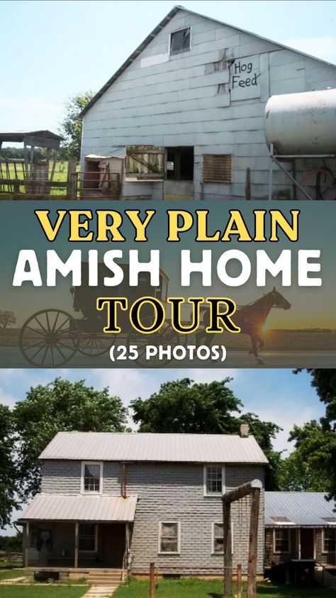 This Amish home has a very rustic, old-timey look. Seymour is a plain settlement where many homes have a distinctive shingle-siding plain look to them. I’ve seen numerous photos of the exteriors of Seymour homes, but I’ve never seen inside one of these plain Amish abodes. Check this out! Amish House Exterior, Amish Interior Design, Amish House Interior, Amish Homes Interior, Amish Home, Amish Sheds, Amish House, Amish Culture, Amish Farm