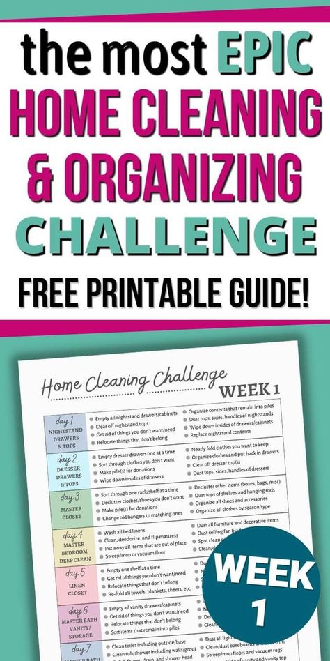 Organisation, 1 Week House Cleaning Plan, Cleaning Checklist Printable Free, Free Printable Cleaning Schedule, Spring Cleaning Checklist Printable, Systems For Home, Cleaning Plan, Decluttering Checklist, Spring Organization