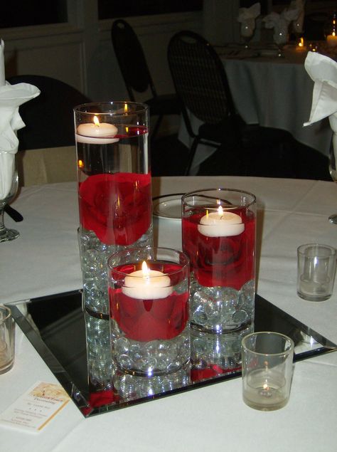 Jennifer Rose Event Design: Stop And Smell The Roses: Old Hollywood Black And White Centerpieces, Red And White Weddings, White Centerpiece, Diy Centerpieces, Floating Candles, Centre Pieces, Red Wedding, Wedding Planners, Black Wedding