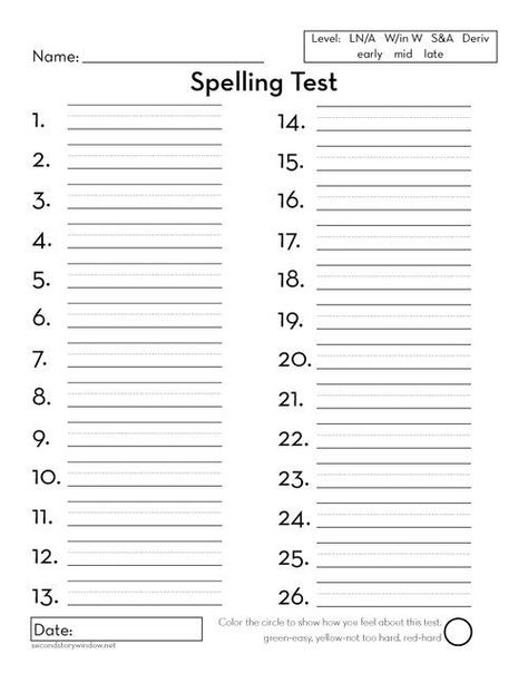 Words Their Way--Spelling Test Paper Spelling List Template, Lists Template, Spelling Test Template, 4th Grade Spelling, Words Their Way, Spelling Words List, 2nd Grade Spelling, Teaching Spelling, Spelling Test