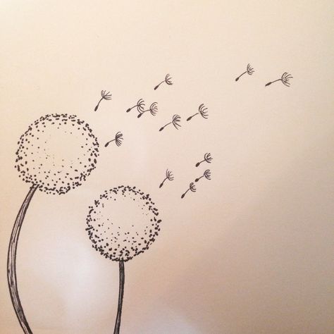 Dandelions - my own little sketch. How To Draw A Dandelion, How To Draw Dandelion, Dandelion Doodle, Dandelion Sketch, Dandelion Drawing, Flower Sketch, Doodle Books, Flower Sketches, Fun Easy Crafts