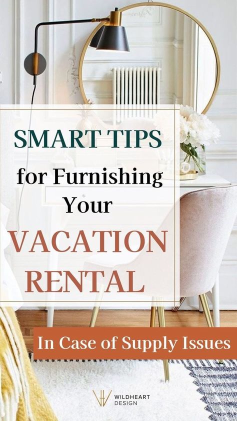 Smart Tips for Furnishing Your Vacation Rental (In Case of Supply Issues) I You need to furnish your Airbnb or vacation rental, and you need to do it FAST. So what's the best approach when you're in a hurry, or nothing's in stock? These Airbnb furnishing tips for hosts will help you start planning and shopping for furniture. Learn how to overcome stock shortages and furnish your vacation rental without stress! Airbnb Furnishing, Airbnb Host Tips, Host Tips, Vacation Rental Host, Rental Decorating Tips, Kitchen Bathroom Remodel, Rental Decorating, Airbnb Host, Hamptons House