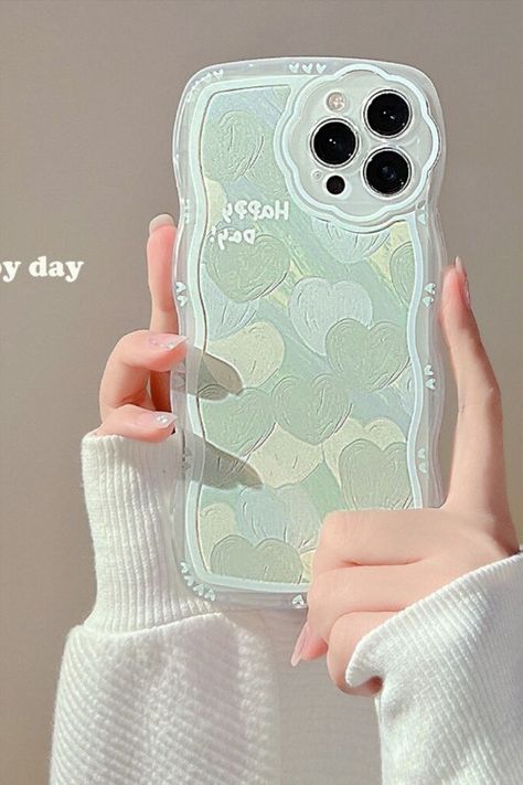 Oil Painting New Green Wavy 3D Phone Case Mint Phone Case, Search Code, 3d Phone Cases, Green Phone Case, Phone Case Aesthetic, Green Love, Green Pastel, Green Cases, Case Aesthetic