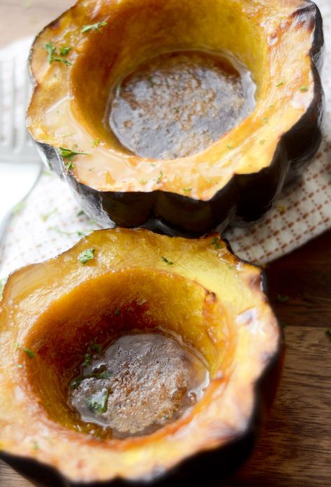 Baked Acorn Squash with Brown Sugar and Butter – Recipe Diaries #acorn #squash Butter Squash Recipe, Squash Dinner, Squash Dishes, Roasted Acorn Squash, Acorn Squash Recipes, Vegetable Dish, Acorn Squash, Roasted Butternut, Squash Recipes