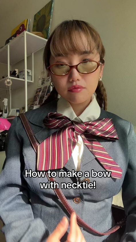 how to make a bow with necktie! it's surprisingly not easy to make it ... | TikTok How To Make A Bow Tie, How To Tie A Tie, How To Tie A Necktie, Cool Tie Knots, Tie A Necktie, Zoe Lee, Make A Bow, Bow Tutorial, Cool Ties