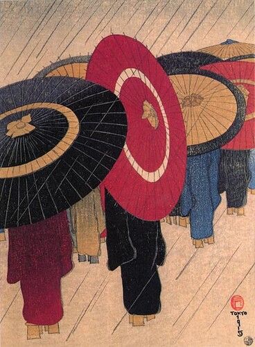 Japanese Woodcut, Japanese Umbrella, Art Chinois, Japanese Art Prints, Umbrella Art, Art Asiatique, Japanese Illustration, Japon Illustration, Art Classique