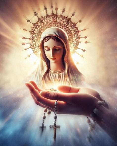 Our Lady of the Rosary,... - Traditional Catholic Femininity Our Lady Of The Rosary Image, Our Lady Of Rosary Images, The Holy Rosary Images, Our Lady Of The Holy Rosary, Holy Rosary Images, Mother Mary With Rosary, Images Of Mother Mary, Mother Mary Rosary, Rosary Mary