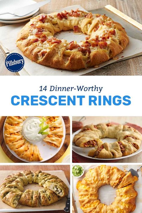 Crescent Rings, Crescent Ring Recipes, Crescent Roll Recipes Dinner, Crescent Recipes, Traditional Thanksgiving Menu, Pillsbury Recipes, Crescent Ring, Thanksgiving Dinner Menu, Pampered Chef Recipes