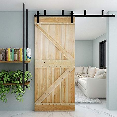 Best Way To Hang A Barn Door From The Ceiling Hanging Sliding Doors, Hanging Barn Doors, Room Divider Doors, Barn Door Track, Diy Ceiling, Roller Doors, Sliding Barn Door Hardware, Interior Modern, Door Stopper